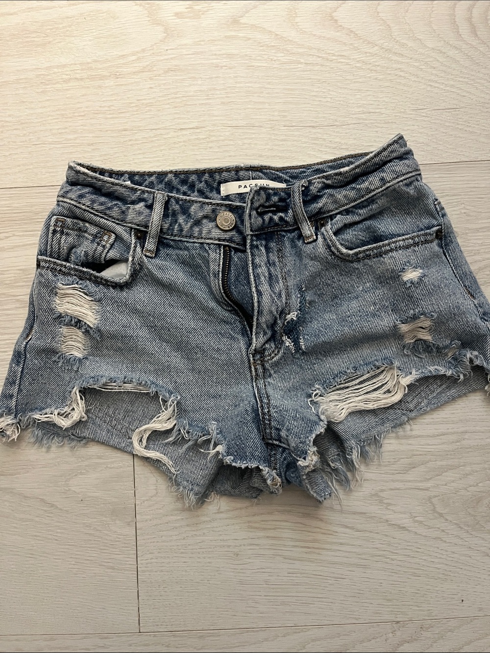 PacSun Light Blue Distressed Denim Cutoff Shorts